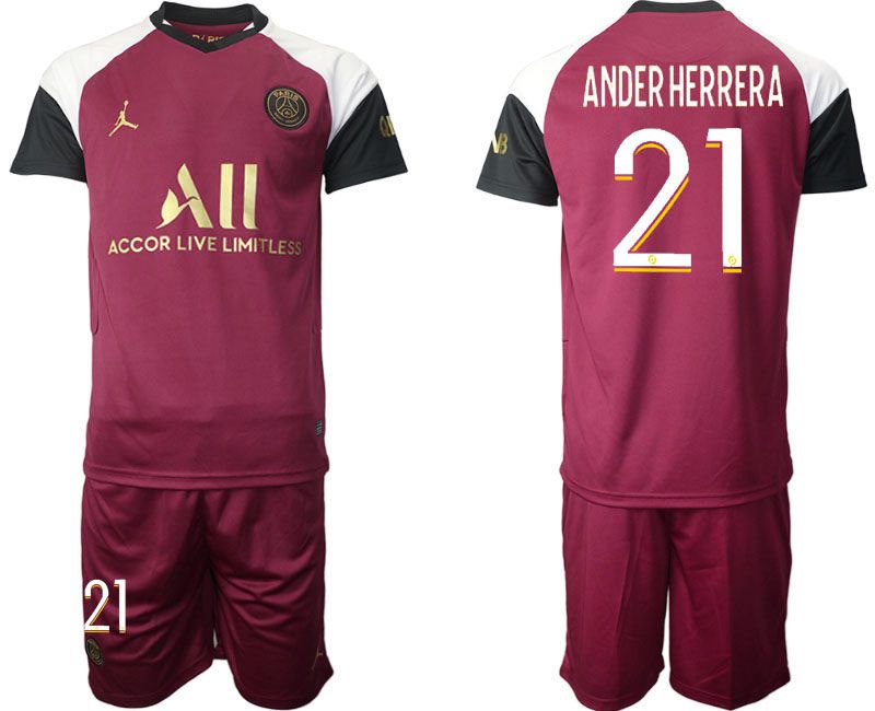 Men 2020-2021 club Paris St German away #21 red Soccer Jerseys